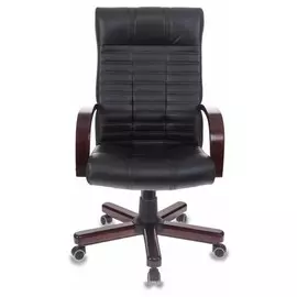 Кресло Бюрократ KB-10 (KB-10/WALNUT) (УЦЕНЕННЫЙ) черный, искусственная кожа, крестовина металл, НОВЫЙ, НЕКОНДИЦИЯ. гарантия магазина 1 месяц