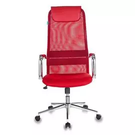 Кресло офисное Бюрократ KB-9N руководителя, цвет красный TW-35N TW-97N сетка/ткань с подголов. крестовина металл хром