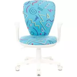 Кресло детское Бюрократ KD-W10AXSN крестовина пластик белый, ткань, цвет: голубой