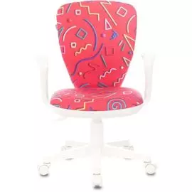 Кресло Бюрократ KD-W10AXSN детское, крестовина пластик белый, ткань, цвет: малиновый