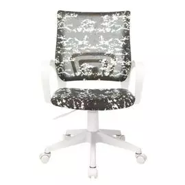 Кресло Бюрократ KD-W4 детское, крестовина пластик белый, ткань, цвет: черный/зеленый милитари