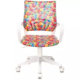 Кресло Бюрократ KD-W4 детское, крестовина пластик белый, ткань, цвет: мультиколор, алфавит