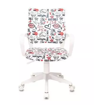 Кресло Бюрократ KD-W4 детское, крестовина пластик белый, ткань, цвет: мультиколор красные губы