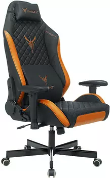 Кресло Бюрократ KNIGHT EXPLORE BO черный/оранжевый ромбик эко.кожа с подголов. крестовина металл