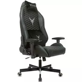 Кресло Бюрократ Knight Neon игровое, с подголовником, крестовина металл, эко.кожа, цвет: черный, соты