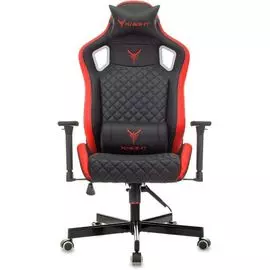 Кресло Бюрократ KNIGHT OUTRIDER BR черный/красный ромбик эко.кожа с подголов. крестовина металл