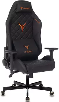 Кресло Бюрократ KNIGHT RAMPART черный ромбик эко.кожа с подголов. крестовина металл