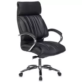 Кресло Бюрократ T-9904NSL/BLACK руководителя, крестовина металл хром, кожа, цвет: черный