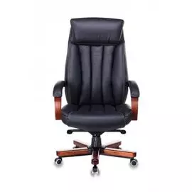 Кресло Бюрократ T-9922WALNUT руководителя, цвет черный, кожа, крестовина металл/дерево