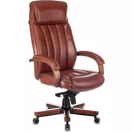 Кресло Бюрократ T-9922WALNUT руководителя, цвет светло-коричневый Leather Eichel кожа крестовина металл/дерево
