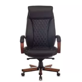 Кресло Бюрократ T-9924WALNUT руководителя, цвет черный кожа с подголов. крестовина металл/дерево
