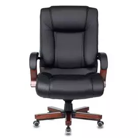 Кресло Бюрократ T-9925WALNUT руководителя, цвет черный, кожа, крестовина металл/дерево