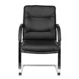Кресло офисное Бюрократ T-9927SL-LOW-V цвет черный, кожа, низк.спин. полозья металл хром