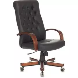Кресло Бюрократ T-9928WALNUT/ECO-B руководителя, крестовина металл/дерево, эко.кожа, цвет: черный