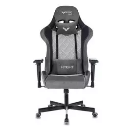 Кресло Бюрократ VIKING 7 KNIGHT GR цвет серый Loft ромбик, текстиль/эко.кожа, с подголов., крестовина металл