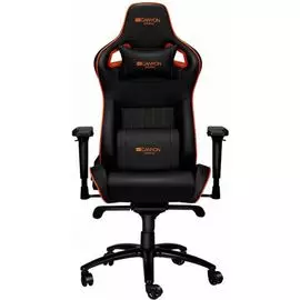 Кресло игровое Canyon Corax GC-5 до 150 кг, газлифт 4 класса, регулируемые подлокотники, наклон спинки 90-165°, черно-оранжевое