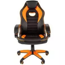 Кресло Chairman game 16 Chairman 7024555 чёрный/оранжевый, экокожа, регулируемый угол наклона, механизм качания