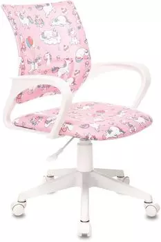 Кресло детское Бюрократ BUROKIDS 1 W-UNICORN розовый единороги крестов. пластик белый