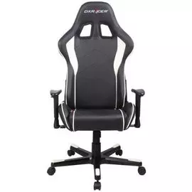 Кресло DxRacer OH/FE08/NW Formula, чёрно-белое, экокожа, регулируемый угол наклона
