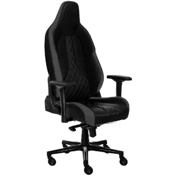 Кресло KARNOX COMMANDER KX800808-CR черное, экокожа, поясничная поддержка, нейлоновая крестовина, до 180кг, механизм качания