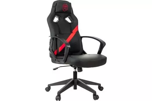 Кресло игровое ZOMBIE 300 черный/красный эко.кожа с подголов. крестов. пластик пластик черный