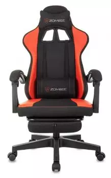 Кресло игровое ZOMBIE WEAVER черный/красный ткань/эко.кожа крестов. пластик подст.для ног