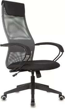 Кресло офисное Бюрократ CH-607 руководителя темно-серое TW-04 Neo Black сетка/ткань с подголов. крестов. пластик