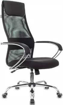 Кресло офисное Бюрократ CH-607SL руководителя черное TW-01 Neo Black сетка/ткань с подголов. крестов. металл хром