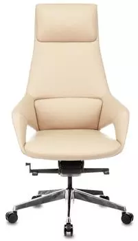 Кресло Бюрократ DAO-2 руководителя, бежевое, с подголовником, крестовина алюминий, кожа