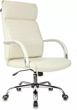 Кресло офисное Бюрократ T-8010SL руководителя слоновая кость эко.кожа крестов. металл хром