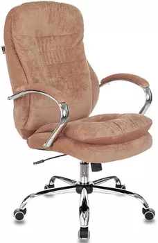 Кресло Бюрократ T-9950SL/VELV90 руководителя, крестовина металл хром, ворсовая ткань, цвет: светло-коричневый