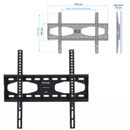 Кронштейн настенный Kromax STAR-11 Kromax_20159 32-65", фиксированный, макс. 50кг, VESA 600х400, серый