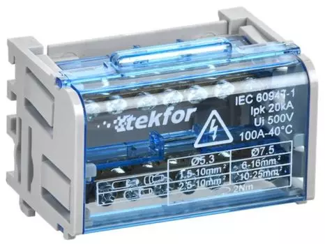 Кросс-модуль IEK TF-DN10-2-07-100 TEKFOR шины на DIN-рейку ШНК 2х7 L+PEN