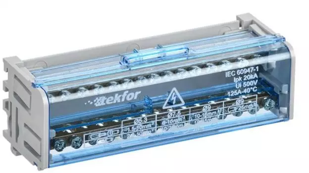 Кросс-модуль IEK TF-DN10-2-15-125 TEKFOR шины на DIN-рейку ШНК 2х15 L+PEN