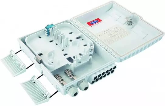 Кросс оптический настенный Eurolan 48P-00-16-65WT FTTx, IP65, 16 адаптеров, белый