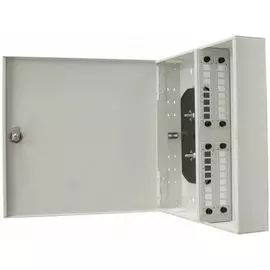 Кросс оптический настенный с дверцей, с замком TELCORD КН-24/32 24-FC/SM-24-FC/UPC-SM-1-КУ-GY 330х33