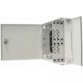 Кросс оптический настенный с дверцей, с замком TELCORD КН-48 48-LC/MM-d-96-LC/UPC-MM50-3-КУ-GY 350х330х105 мм, 48 адаптеров LC/MM, 96 пигтейлов LC/UPC