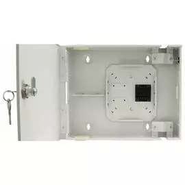 Кросс оптический настенный с дверцей, с замком TELCORD КНз-8 8-ST/SM-8-ST/UPC-SM-1-КУ-GY 268х230х68 мм, 8 адаптеров ST/SM, 8 пигтейлов ST/UPC SM (OS2
