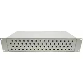 Кросс оптический стоечный 19" стационарный 2U TELCORD КСу-64FC/ST-2U 64-ST/MM-64-ST/UPC-MM50-2-КУ-GY 64 адаптера ST/MM, 64 пигтейла ST/UPC MM (ОМ2 50/