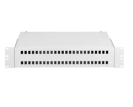 Кросс оптический стоечный 19" стационарный 2U NIKOMAX NMF-RP48SC-WS-ES-2U-GY Essential Line, до 48 SC портов или 96 LC портов, стальной, серый, неуком