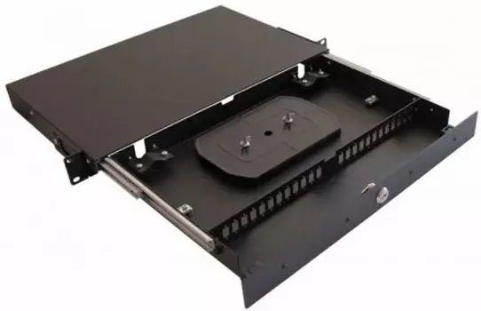 Кросс оптический стоечный 19" выдвижной 1U TELCORD КСв-24-1U 24-SC/MM-24-SC/UPC-MM50(OM3)-1-КУ-BK 24 адаптера SC/MM, 24 пигтейла SC/UPC MM (ОМ3 50/125