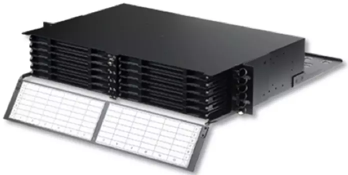 Кросс оптический стоечный Eurolan 47M-30-00-02BL 19" 2U кассетная, 12 кассет, черный