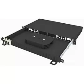 Кросс оптический стоечный TopLAN КРСв-Top-1U-08LC/U-OM2-BK выдвижной 19", 8 LC/UPC адаптеров, многомодовый, 1U, черный, укомплектованный