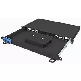 Кросс оптический стоечный TopLAN КРСв-Top-1U-08SC/U-OS2-BK выдвижной 19", 8 SC/UPC адаптеров, одномодовый, 1U, черный, укомплектованный
