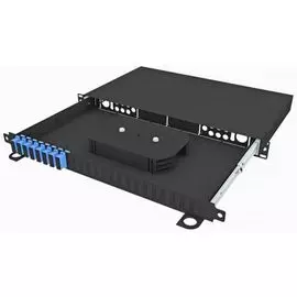 Кросс оптический стоечный TopLAN КРСв-Top-1U-16SC/U-OS2-BK выдвижной 19", 16 SC/UPC адаптеров, одномодовый, 1U, черный, укомплектованный