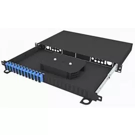 Кросс оптический стоечный TopLAN КРСв-Top-1U-24SC/U-OS2-BK выдвижной 19", 24 SC/UPC адаптеров, одномодовый, 1U, черный, укомплектованный