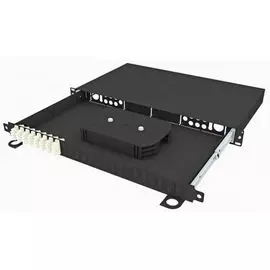 Кросс оптический стоечный TopLAN КРСв-Top-1U-32LC/U-OM2-BK выдвижной 19", 32 LC/UPC адаптера, многомодовый, 1U, черный, укомплектованный