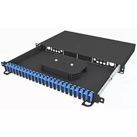 Кросс оптический стоечный TopLAN КРСв-Top-1U-48SC/U-OS2-BK выдвижной 19", 48 SC/UPC адаптеров, одномодовый, 1U, черный, укомплектованный