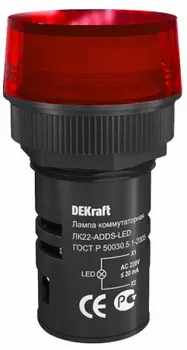 Лампа DEKraft 25003DEK комм. ADDS D22 КРАСНЫЙ LED 220В ЛK-22