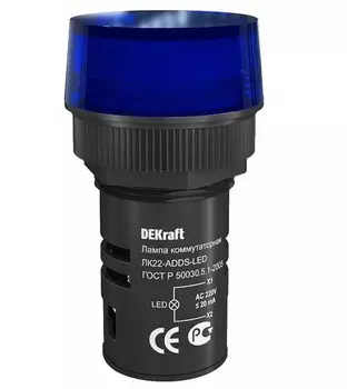 Лампа DEKraft 25005DEK ЛK-22 LED коммутаторная ADDS D=22мм 220В синяя